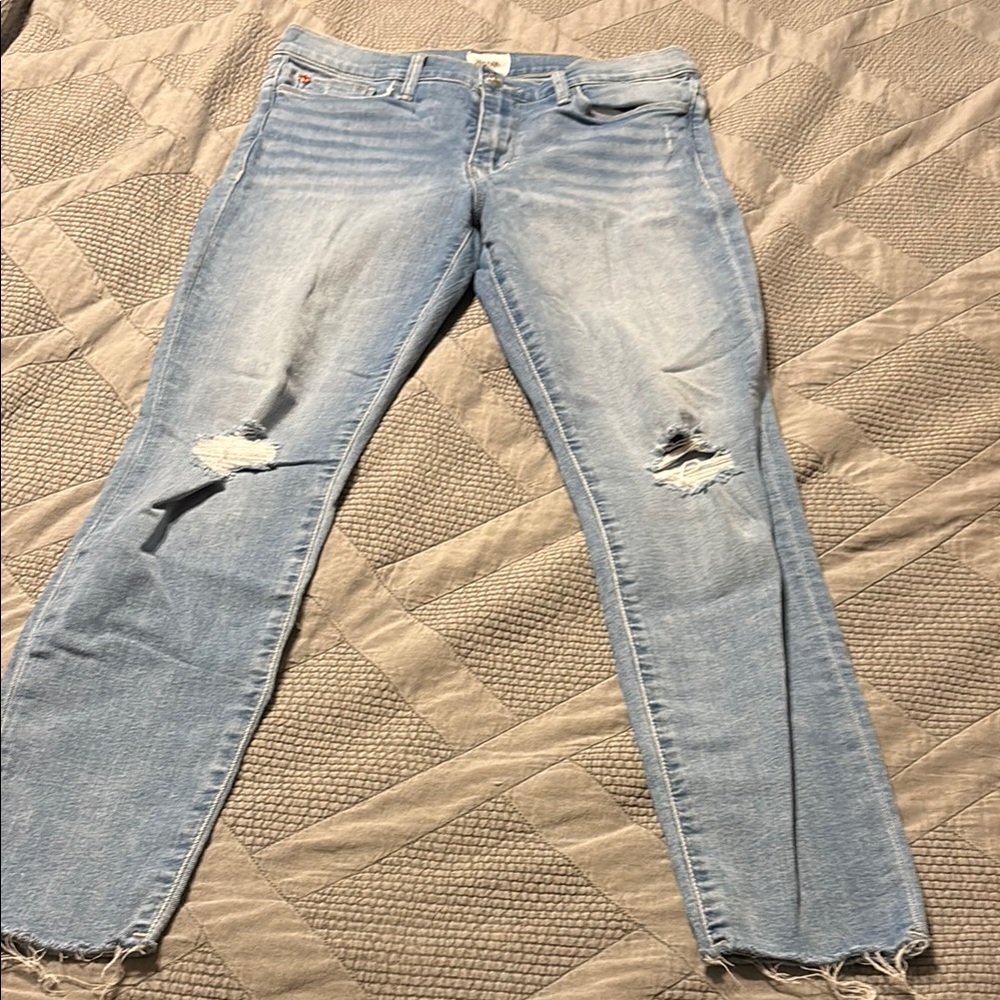 Hudson Natalie Midrise skinny ankle Women's Light Blue Distressed Jeans